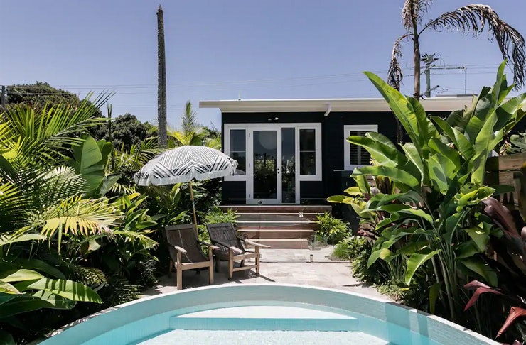 plunge pool out the back of small cottage